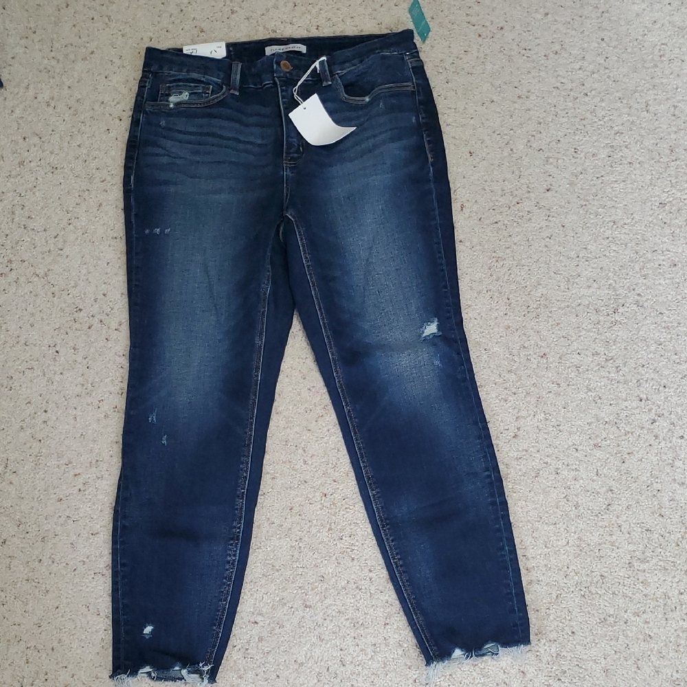 Flying Monkey Dark Blue Distressed Ankle Skinny Jeans